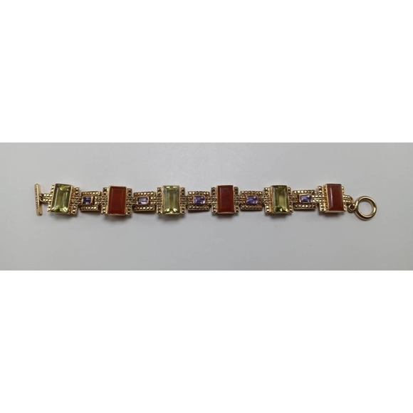 Vintage Nicki Butler Multi Stone Gold Tone Bracelet - Picture 5 of 8